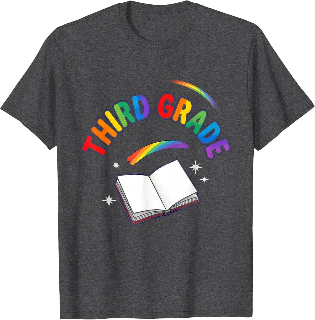 Men's Third Grade Colorful Back To School Teacher Student First T-Shirt - Dark Heather Grey