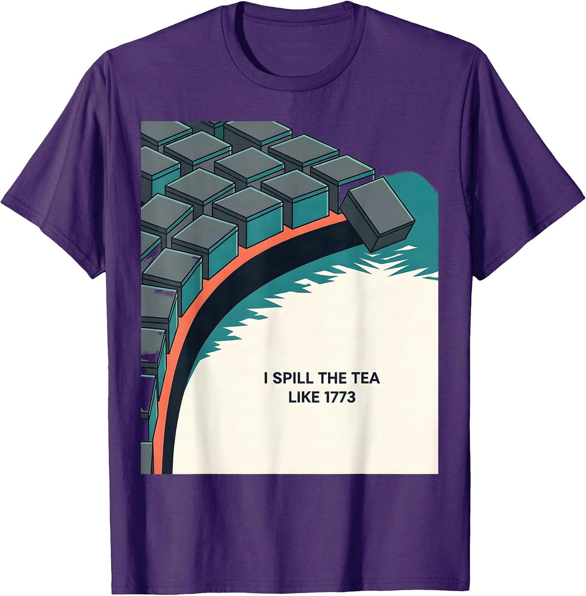 I Spill The Tea Like 1773 Funny History Teacher 4th of July T-Shirt - Purple