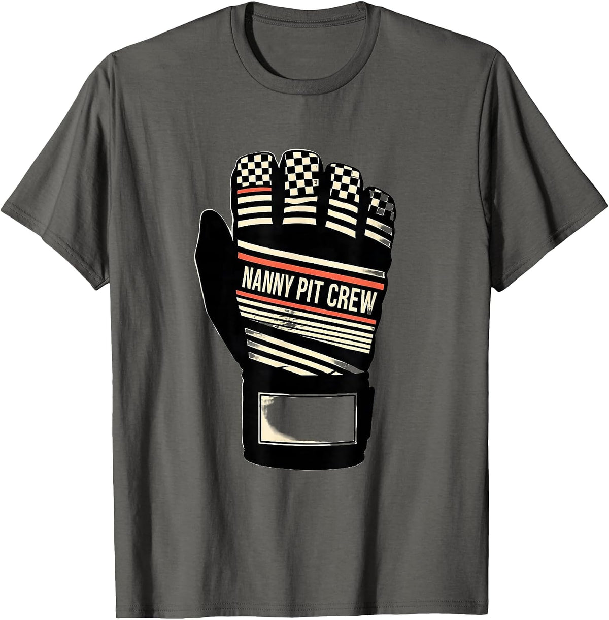Men's Nanny Pit Crew Disrupted Stripe Graphic Race Car Birthday T-Shirt - Asphalt Grey