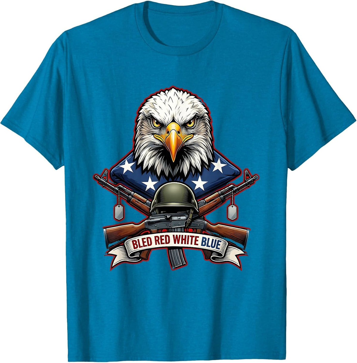 Bled Red White Blue Mens Memorial Day Design T-Shirt - Sapphire Blue