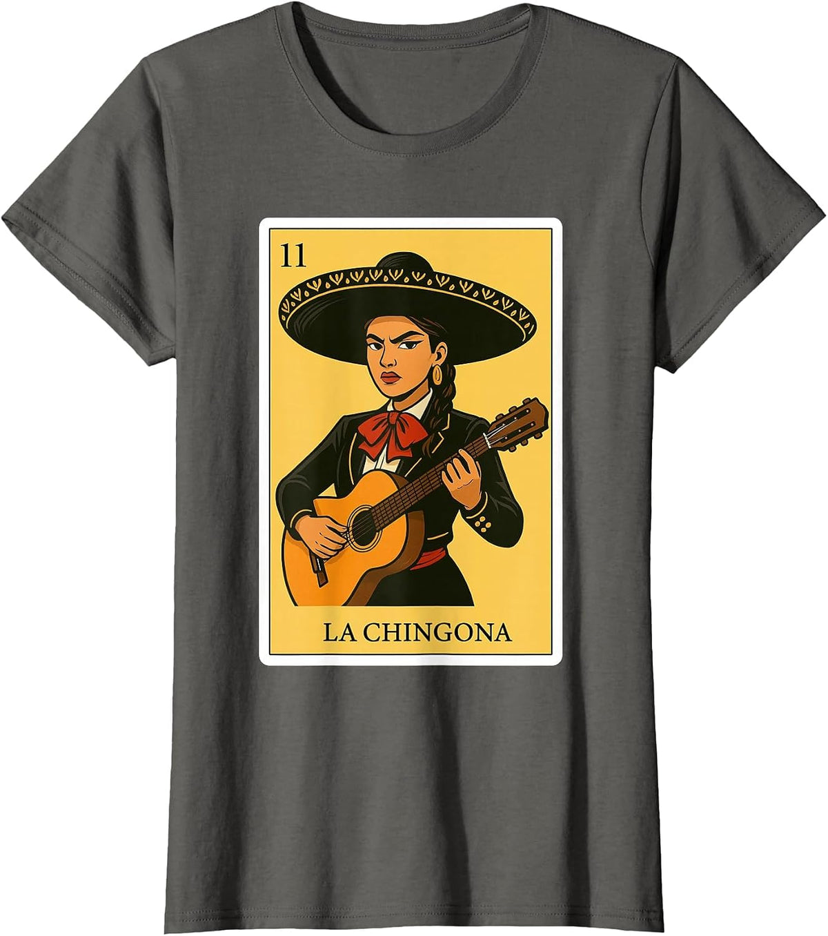 La Chingona Mariachi Funny Spanish-Mexican Bingo Women T-Shirt - Asphalt Grey