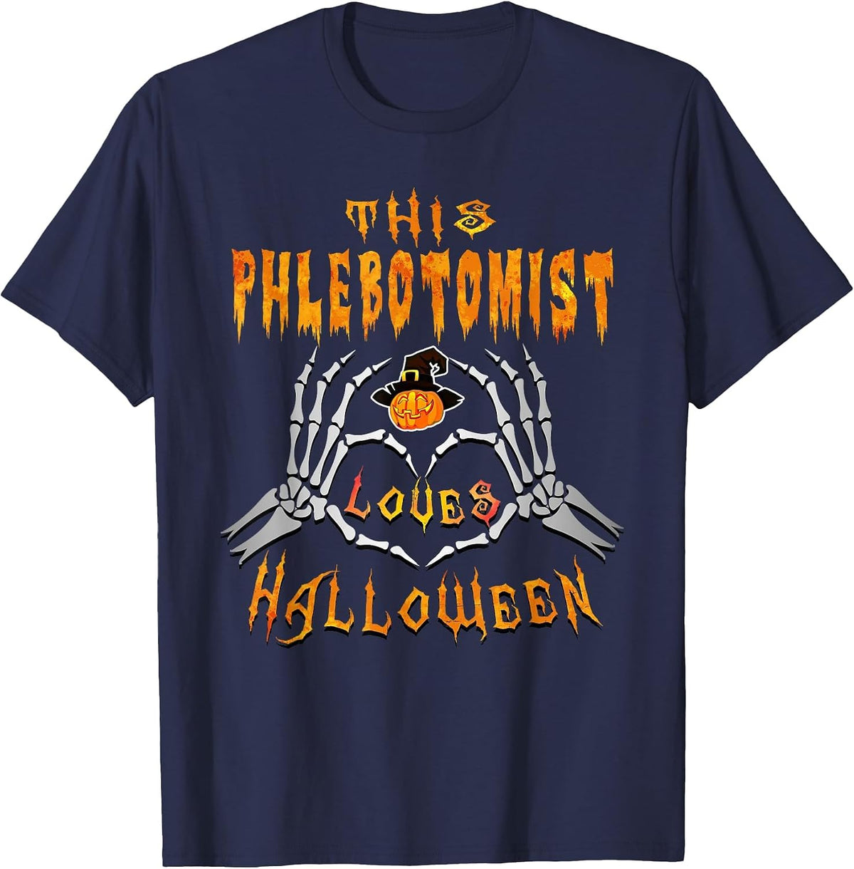 This Phlebotomist Loves Halloween Funny T-Shirt T-Shirt - Navy Blue