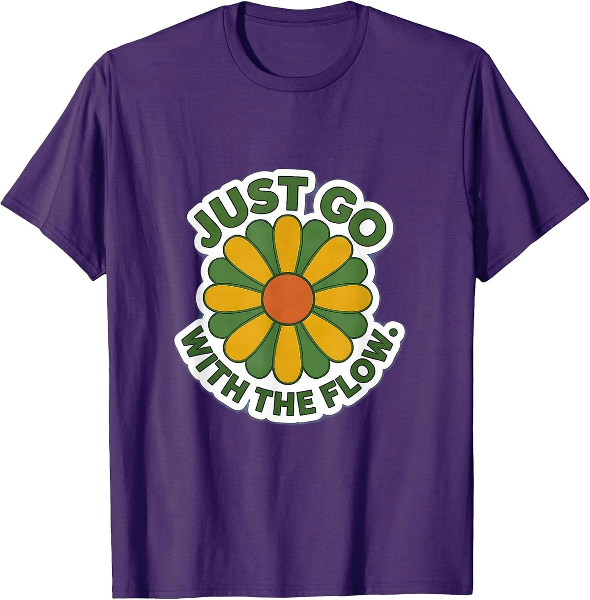 Men's Just Go With The Flow Hippie Vibes Design T-Shirt - Purple