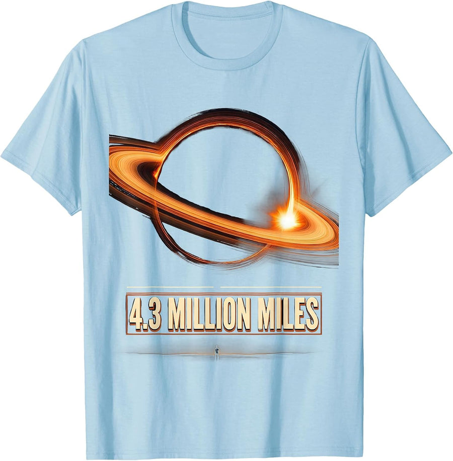 Men's 4.3 Million Miles Wood Type Letterpress Astrophysics T-Shirt - Baby Blue