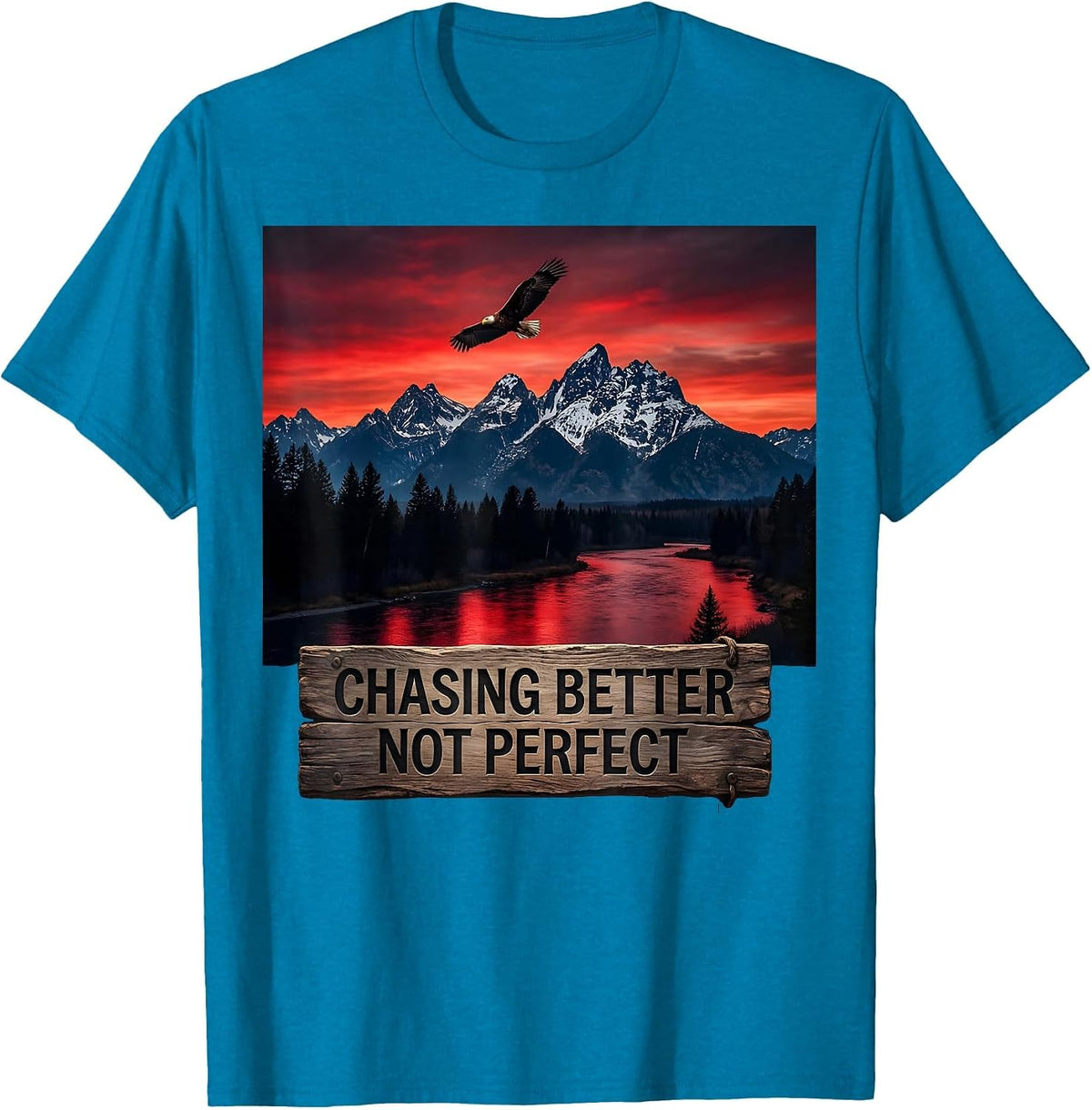 Chasing Better Not Perfect Growth Mindset Design T-Shirt - Sapphire Blue