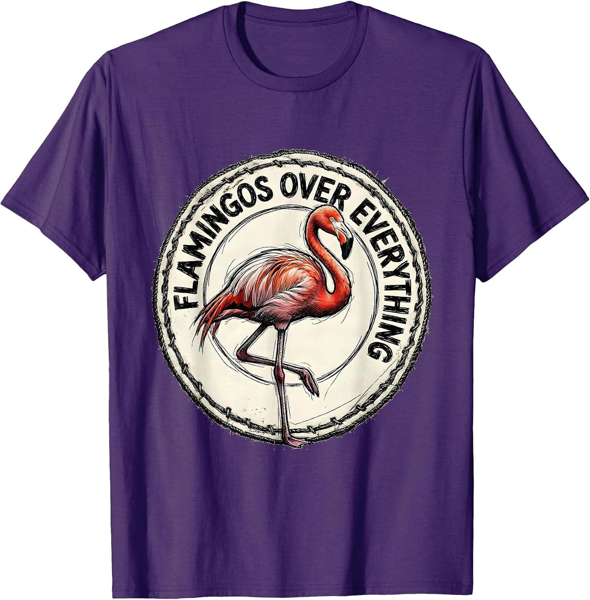 Flamingos Over Everything Flamingo Lover Design T-Shirt - Purple