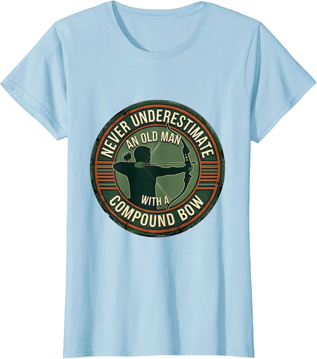 Women's Never Underestimate An Old Man With A Compound Bow Vintage T-Shirt - Baby Blue