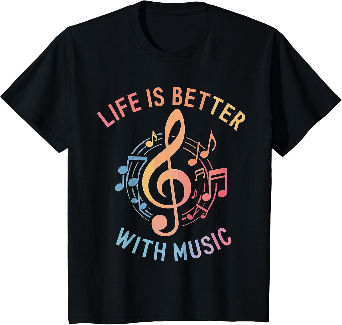 Life is Better with Music T-Shirt - Black