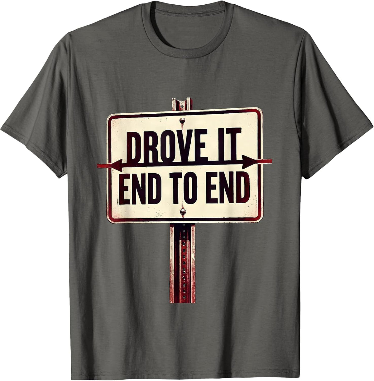 Men's Drove It End To End Stenciled Road Trip Centennial Keepsake T-Shirt - Asphalt Grey