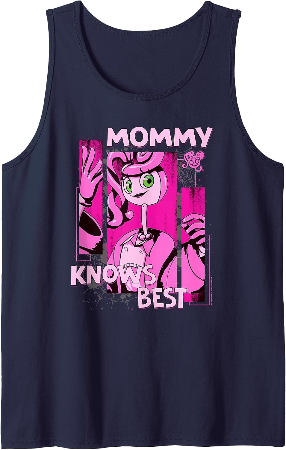 Poppy Playtime Mommy Knows Best Panel Style Portrait Tank Top - Navy Blue