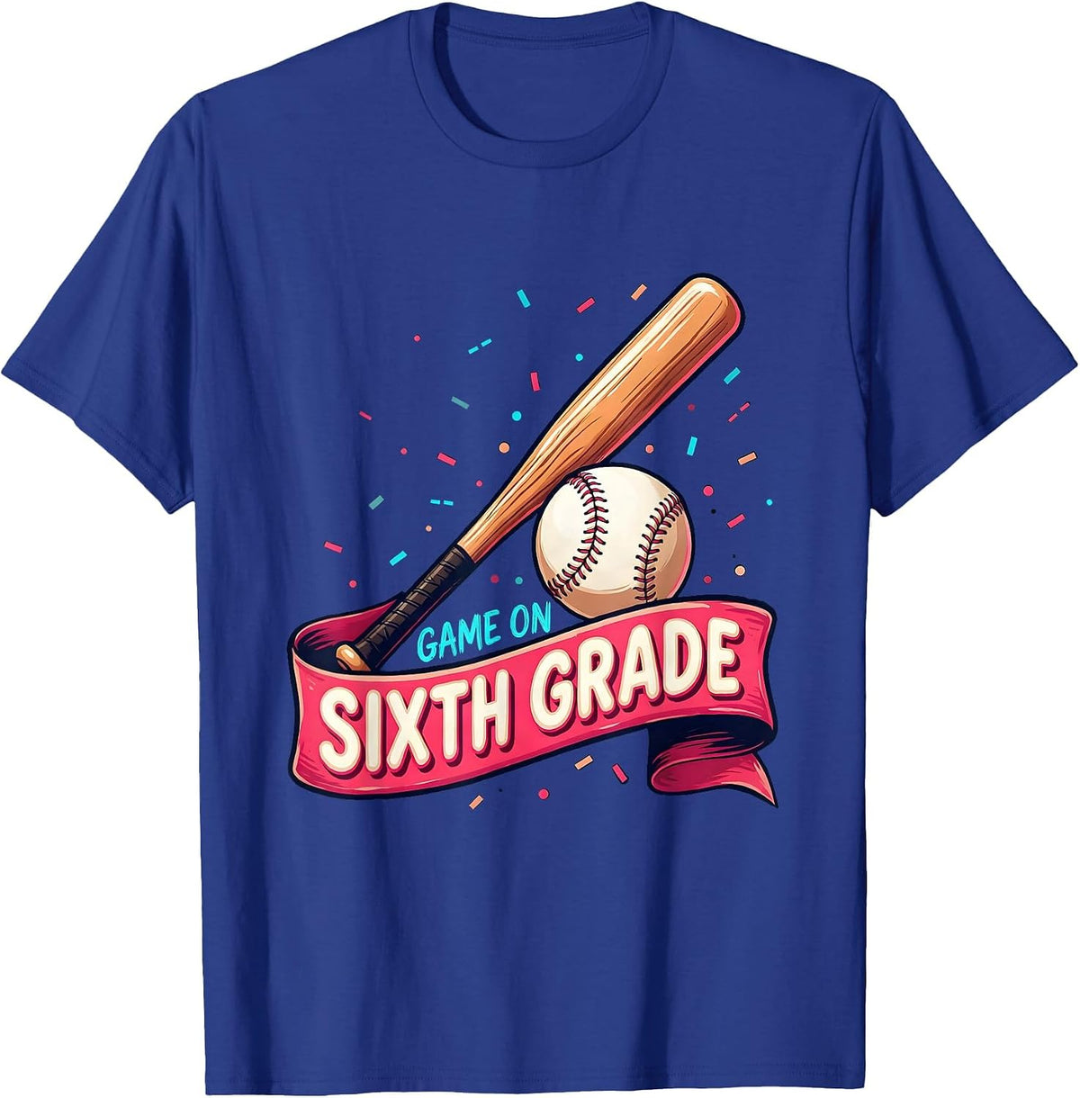Men's Game On Sixth Grade Sign Painter Showcard Back To School T-Shirt - Royal Blue