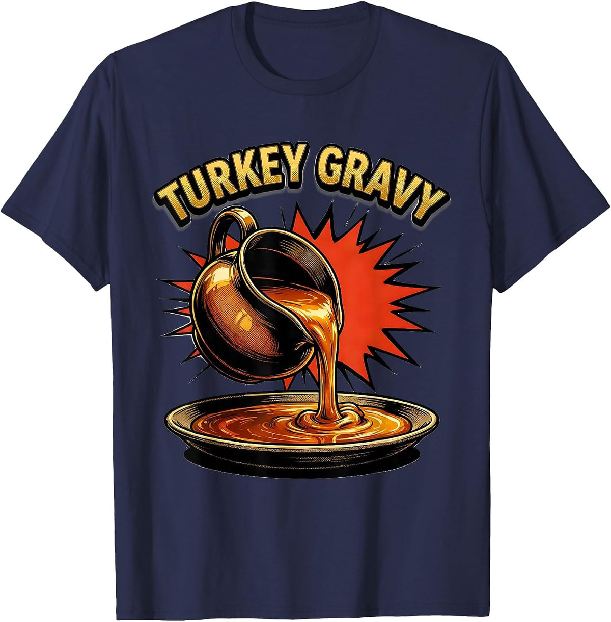 Men's Turkey Gravy Bootleg 90's Rap Rock Vintage Funny T-Shirt - Navy Blue