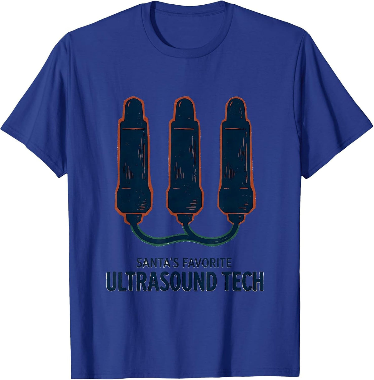 Men's Santa's Favorite Ultrasound Tech Funny Medical Tech T-Shirt - Royal Blue