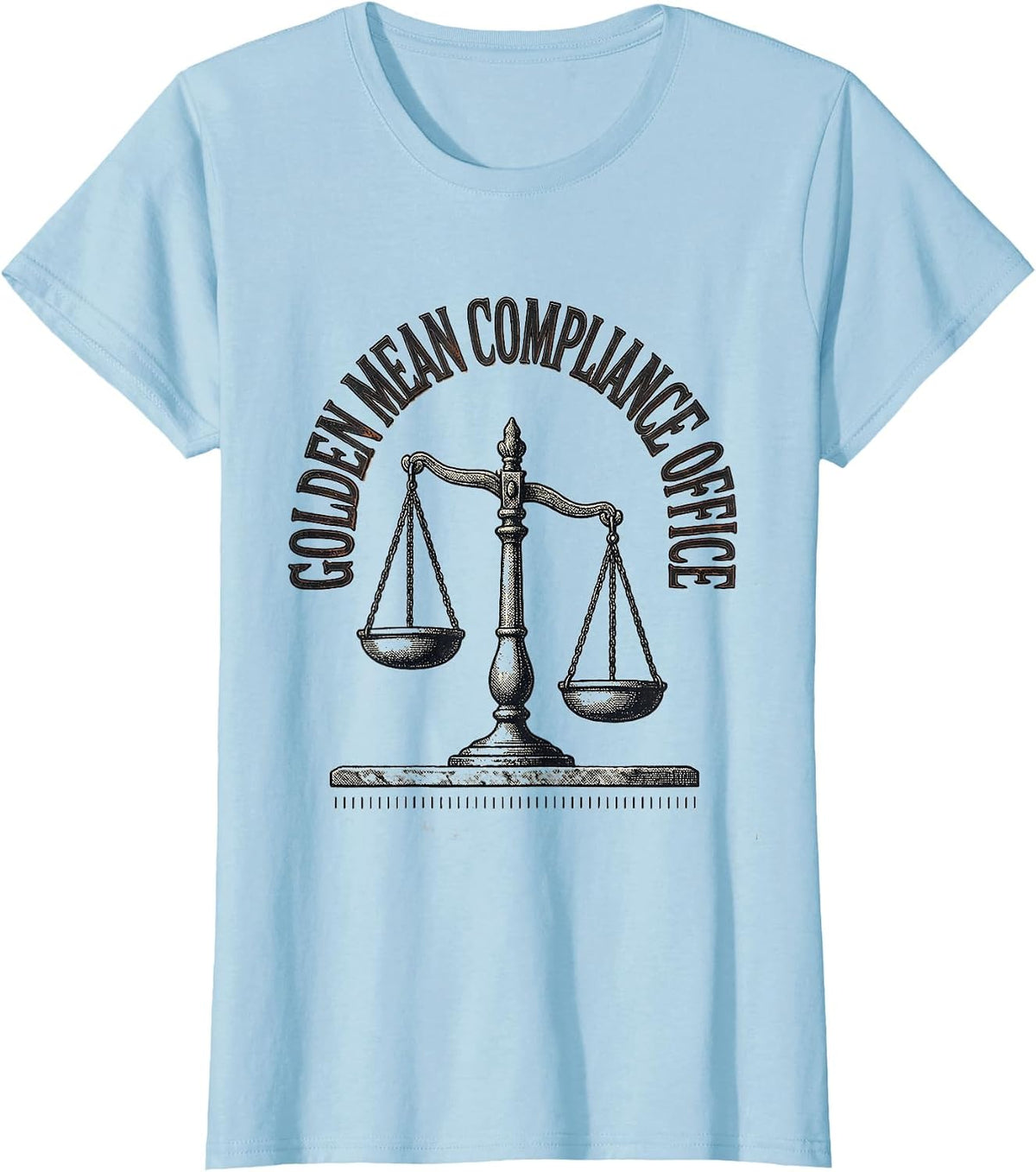 Women's Golden Mean Compliance Office Vintage Funny Philosopher T-Shirt - Baby Blue