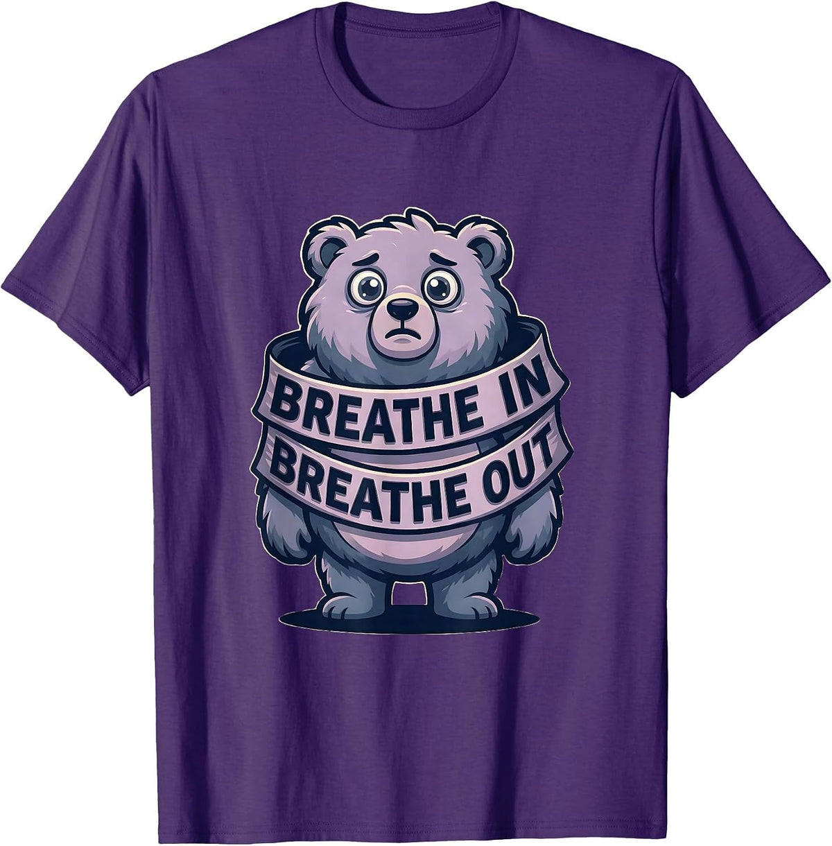 Breathe In Breathe Out Anxiety Awareness Design T-Shirt - Purple