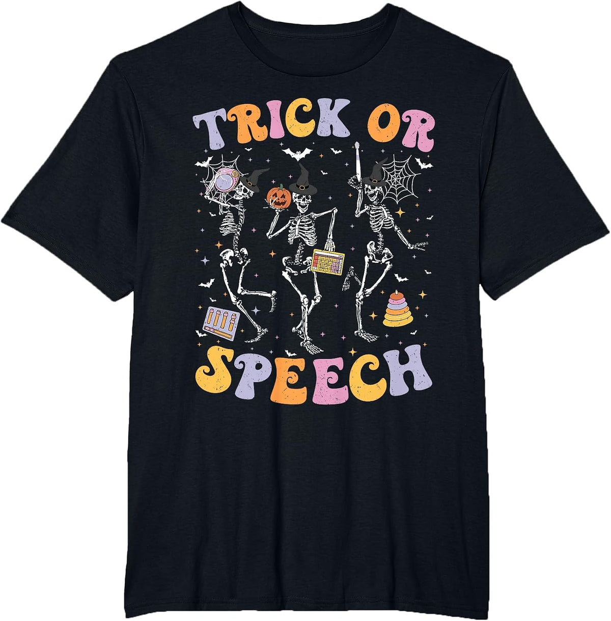 Trick or Speech Therapy SLP Halloween Speech Therapist T-Shirt - Black