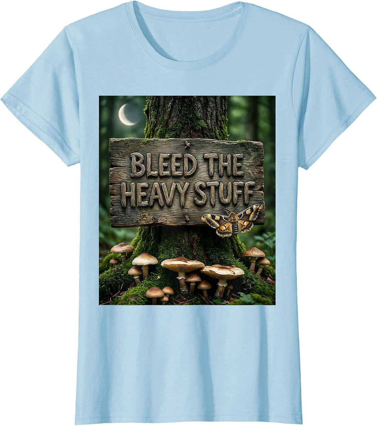 Bleed the Heavy Stuff Metal Band Graphic Design T-Shirt - Baby Blue