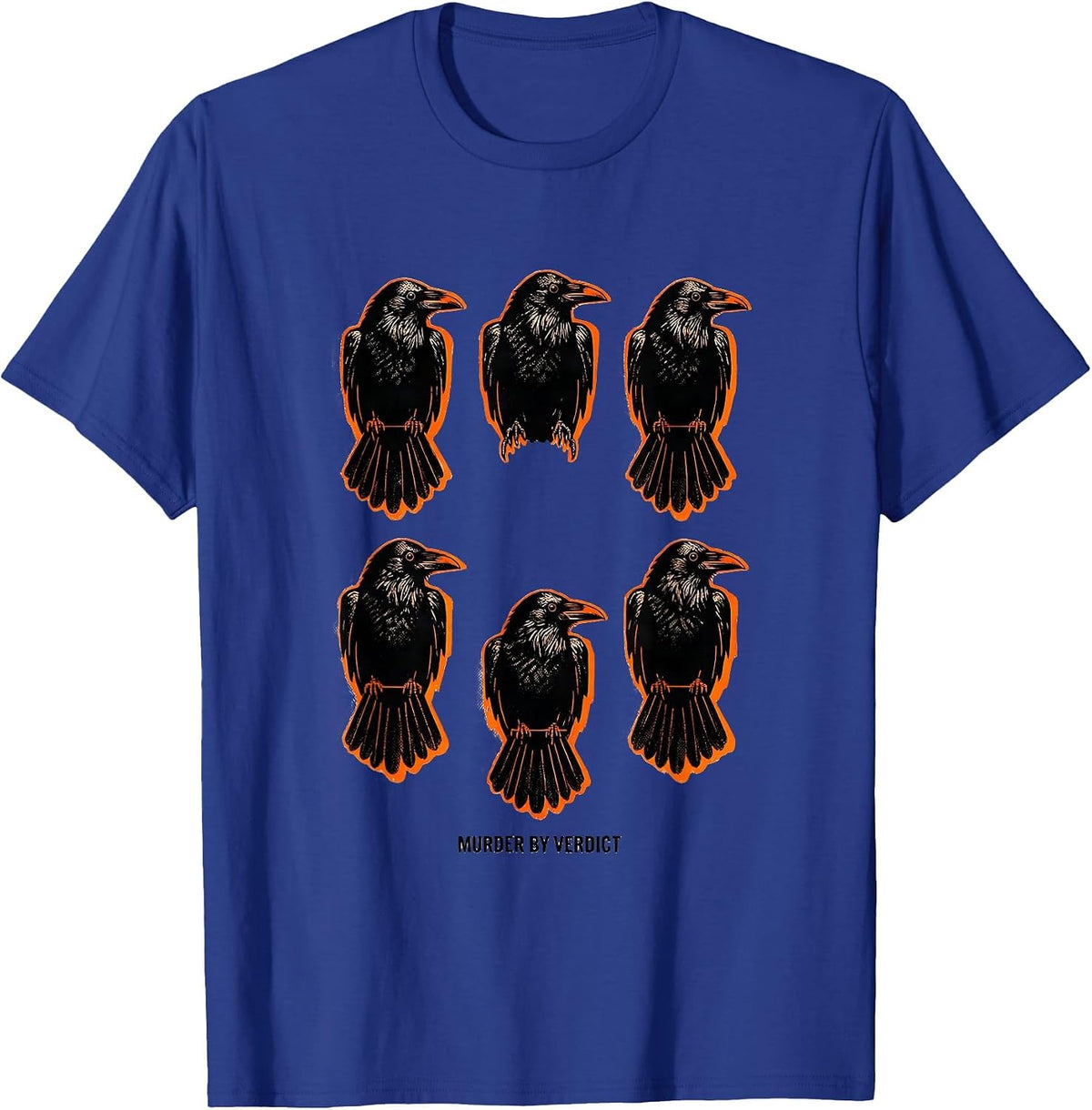 Murder By Verdict Risograph Crow Lover Bird Humor T-Shirt - Royal Blue