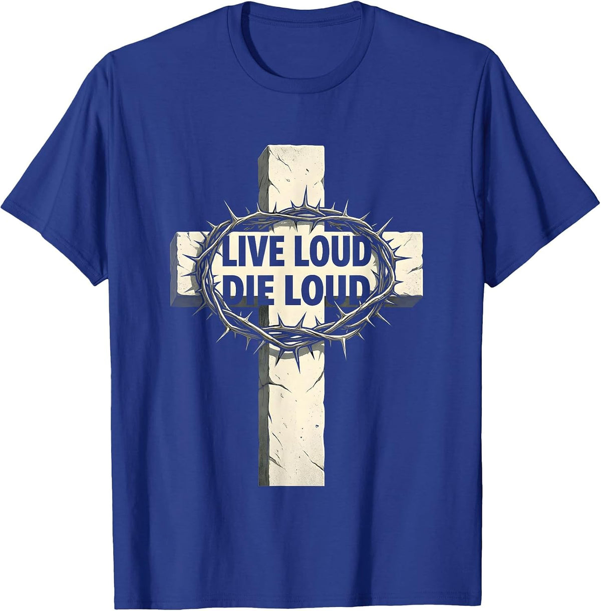 Live Loud Die Loud Heavy Metal Graphic Design T-Shirt - Royal Blue