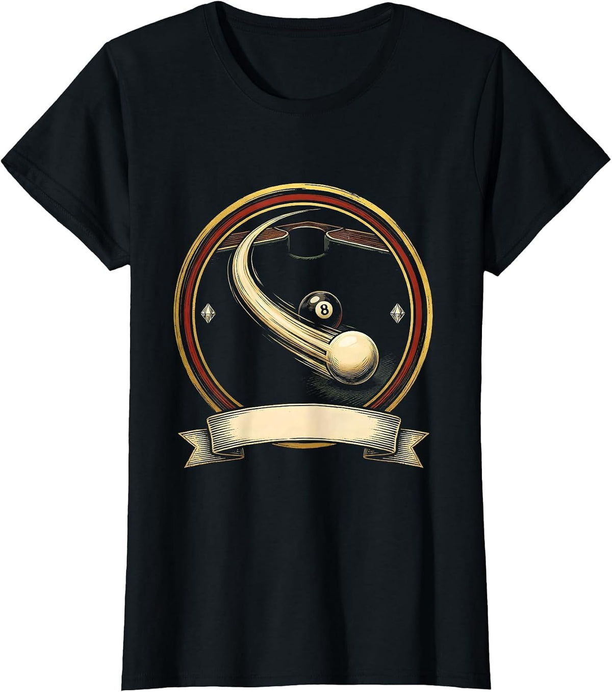 Women's Sealed Cue Ball Pocket Shot Pool Player Humor T-Shirt - Black