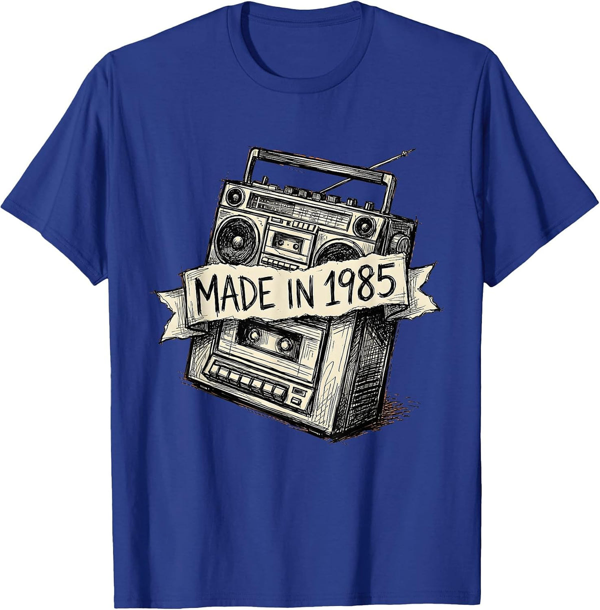 Made in 1985 Classic Birth Year Design T-Shirt - Royal Blue