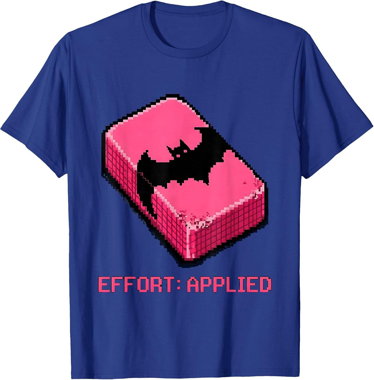 Effort: Applied Pixel Art Pink Eraser Halloween Teacher T-Shirt - Royal Blue
