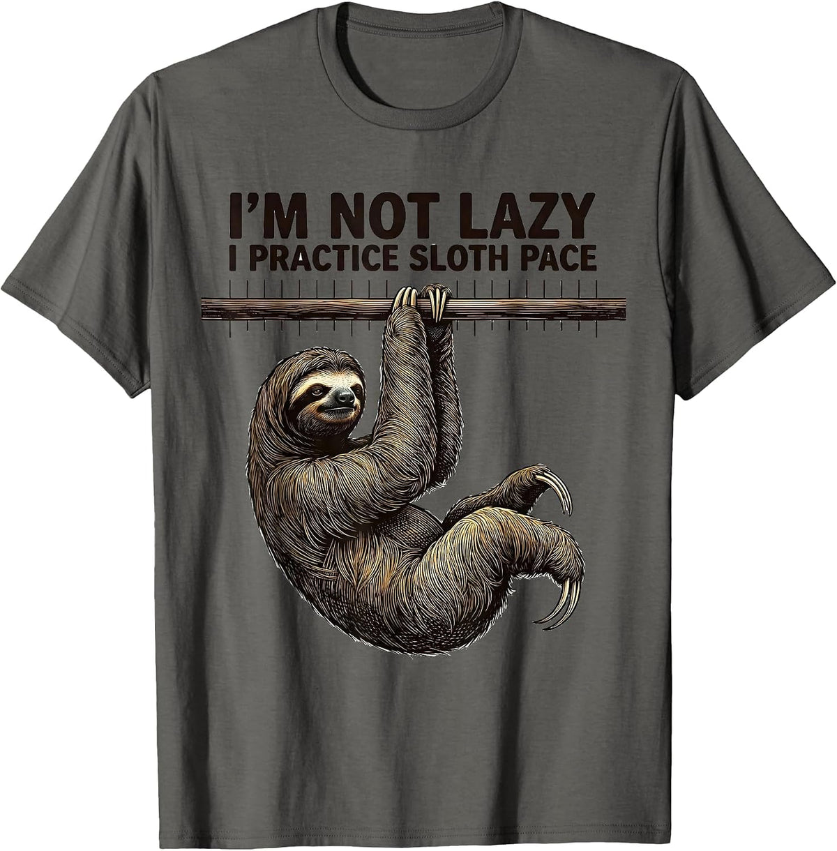 Men's I'm Not Lazy, I Practice Sloth Pace Funny Sloth Lover Animal T-Shirt - Asphalt Grey