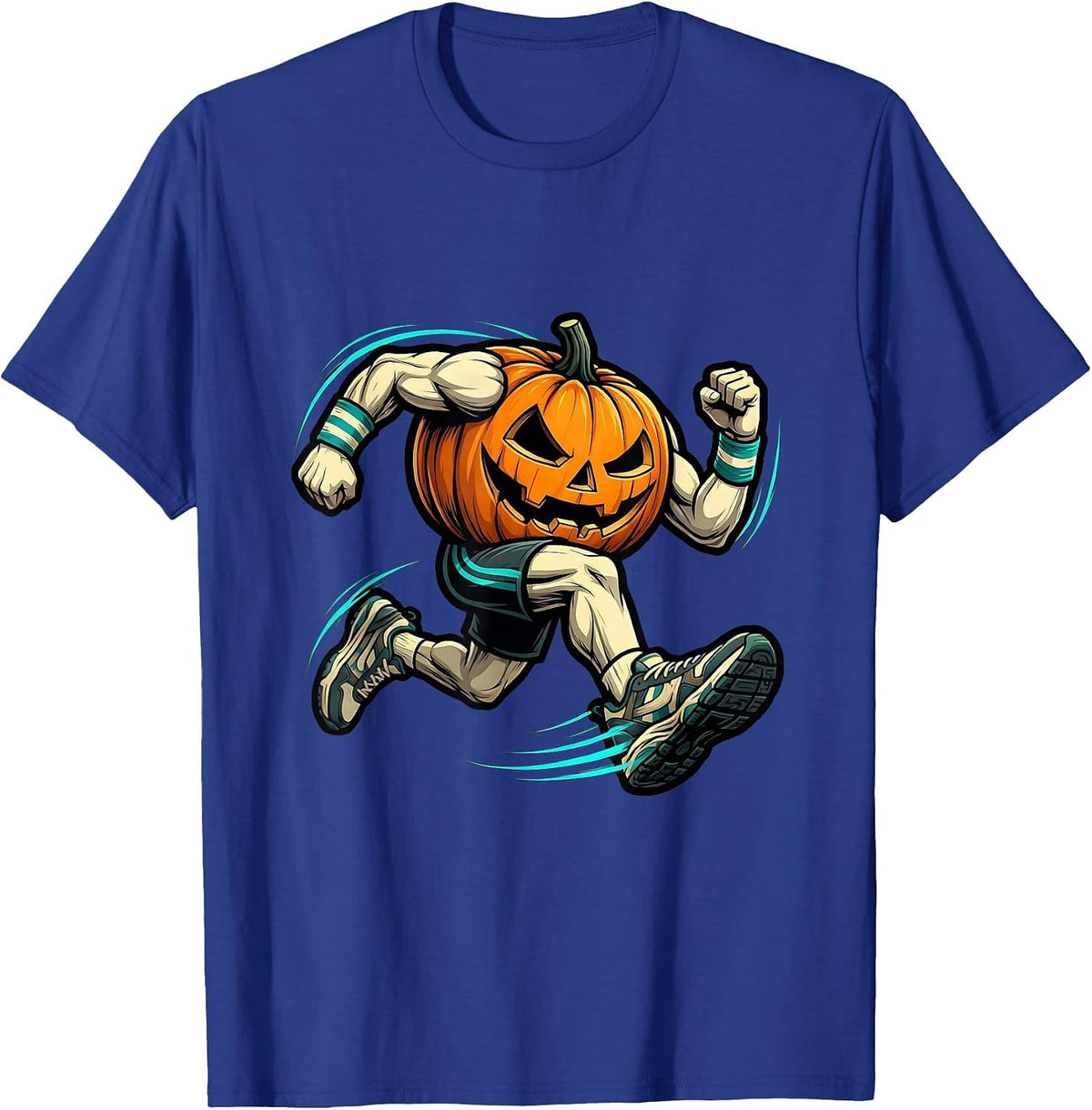 Pumpkin Runner Halloween Costume Funny Marathon T-Shirt - Royal Blue