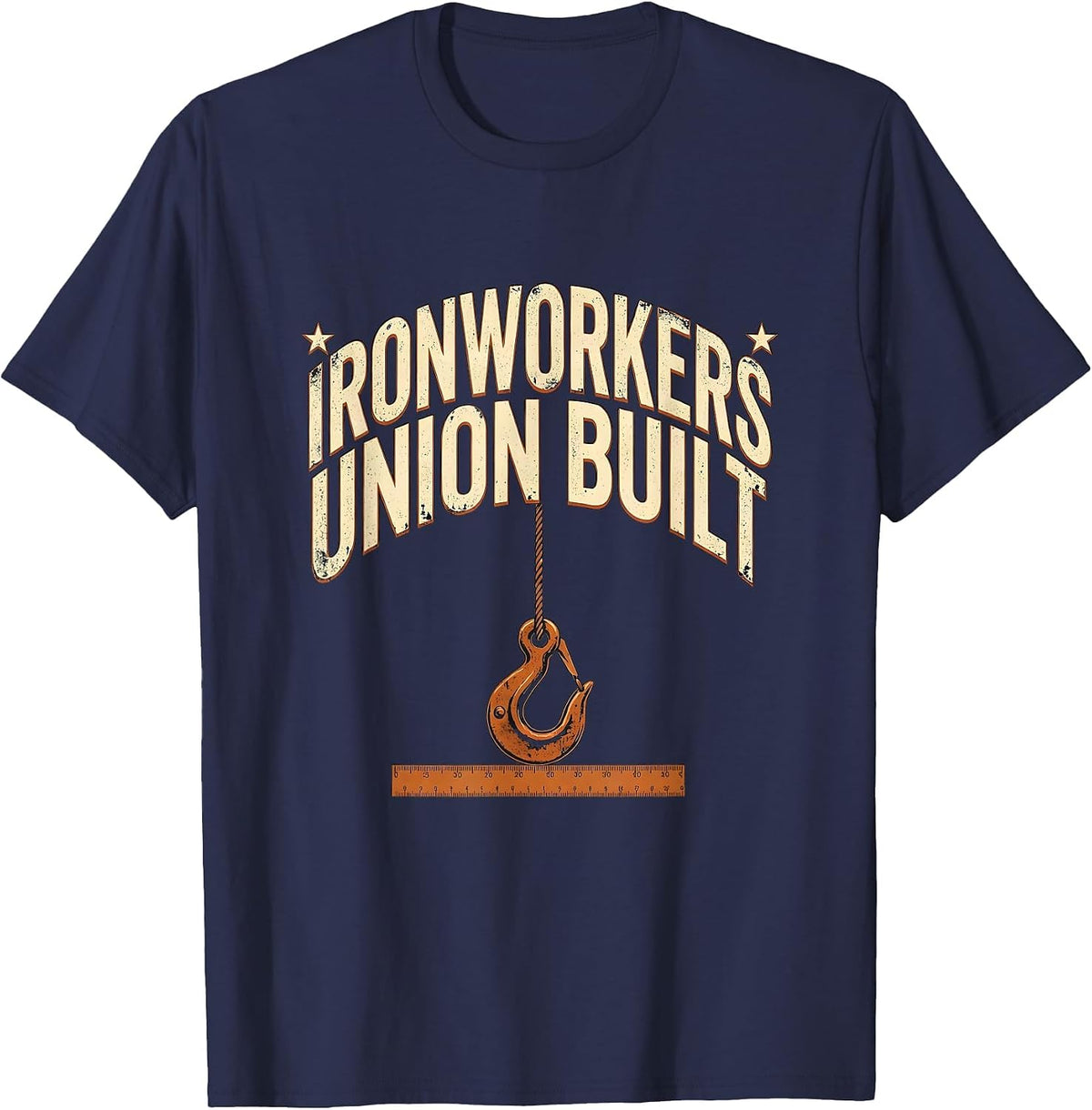 Men's Ironworkers Union Built Heavy Condensed Block Sans Labor T-Shirt - Navy Blue