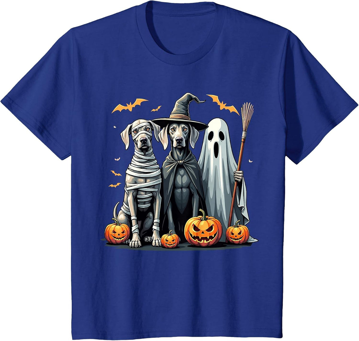 Weimaraner Halloween Costume Mummy Witch Ghost T-Shirt - Royal Blue