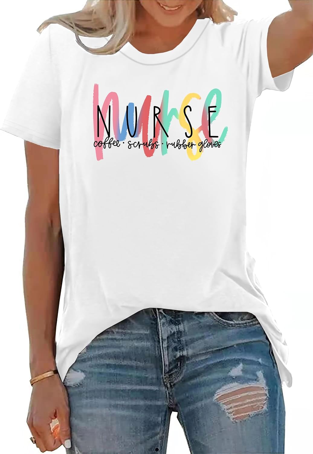 Nurse Shirt for Women Nursing School Tshirt Inspiration Nurses Gift Tees Casual Nurses Blouse Tops - White