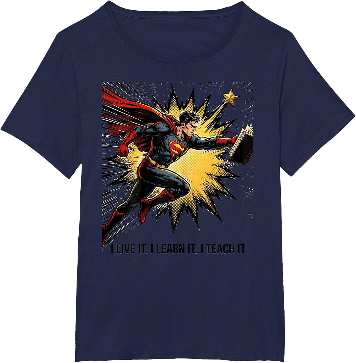 Women's I Live It I Learn It I Teach It Comic Book Black History T-Shirt - Navy Blue