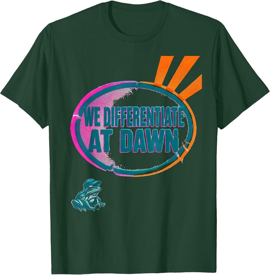 Men's We Differentiate At Dawn Funny Teacher Frog Back to School T-Shirt - Dark Green