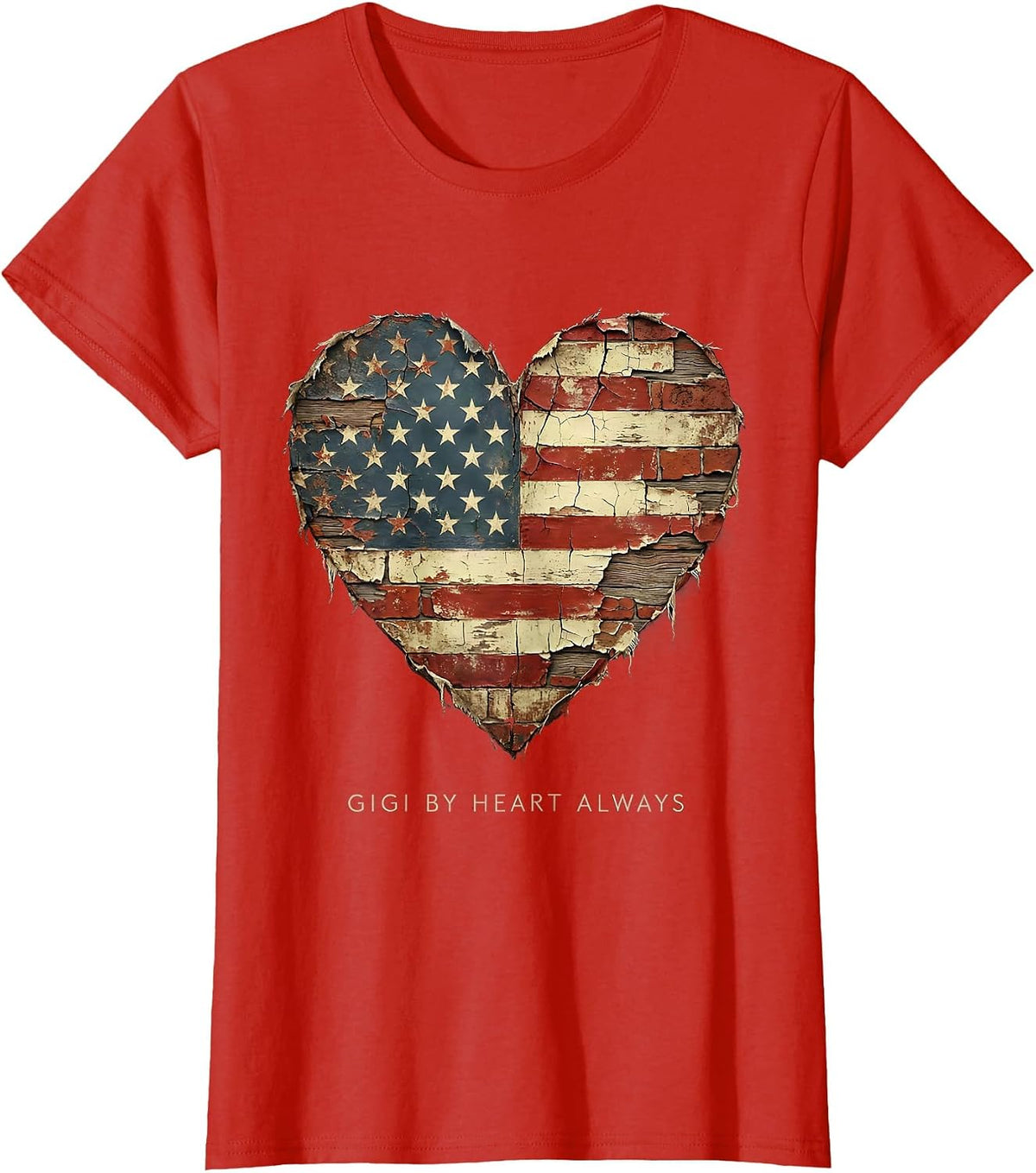 Gigi By Heart Always Grandma Love Design T-Shirt - Red