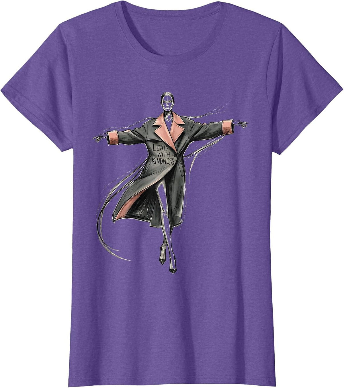 Lead With Kindness Be Kind Inspirational Design T-Shirt - Purple Heather