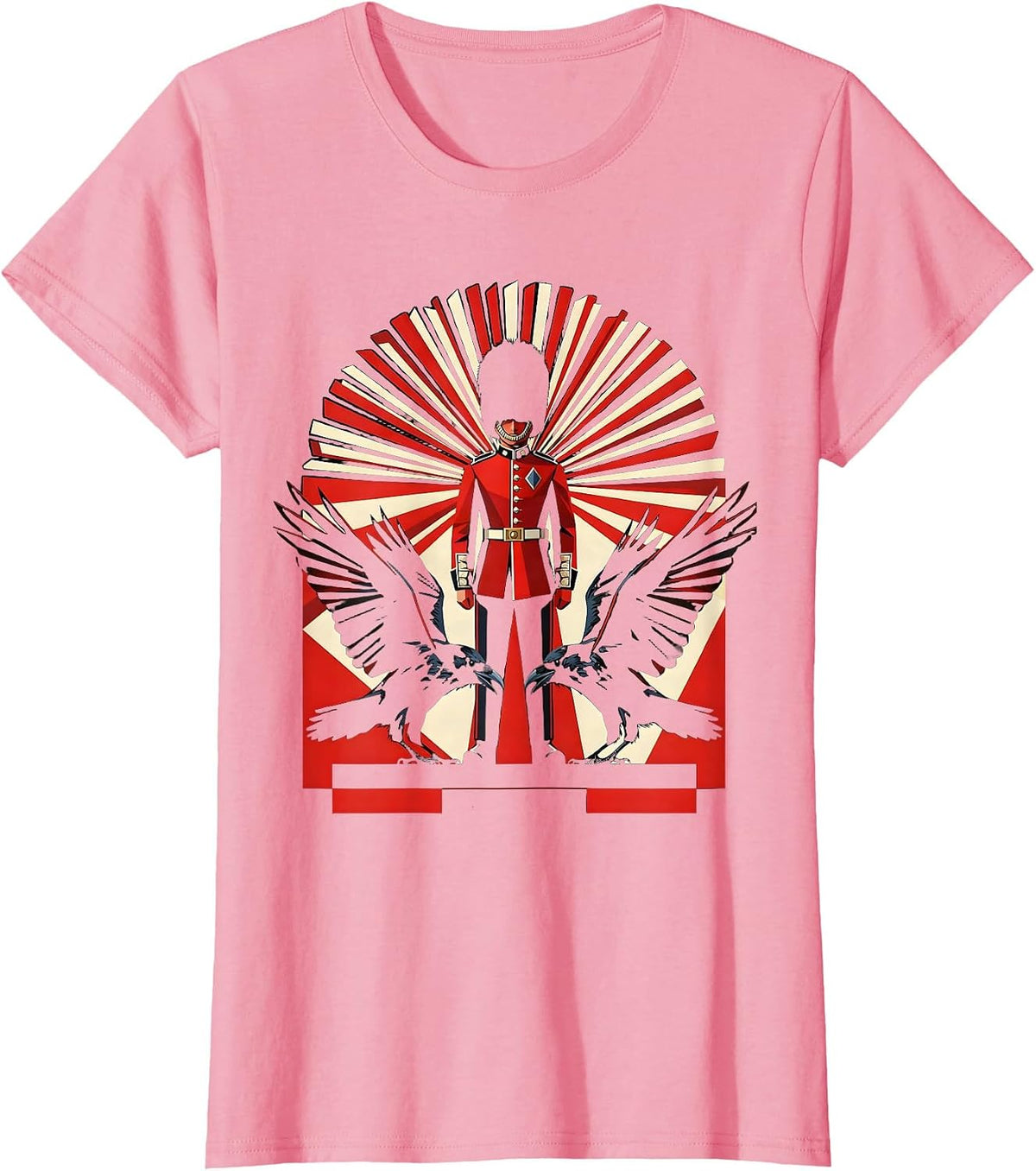 Women's Beefeater Guard and Ravens British Pride Design T-Shirt - Pink