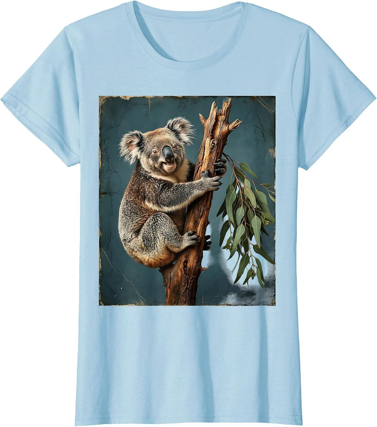 Women's Derpy Koala Hugging Wrong Tree Branch T-Shirt - Baby Blue