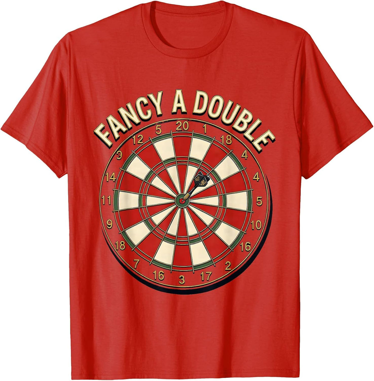 Men's Fancy A Double Sign Painter Showcard Funny Darts Player Bar T-Shirt - Red