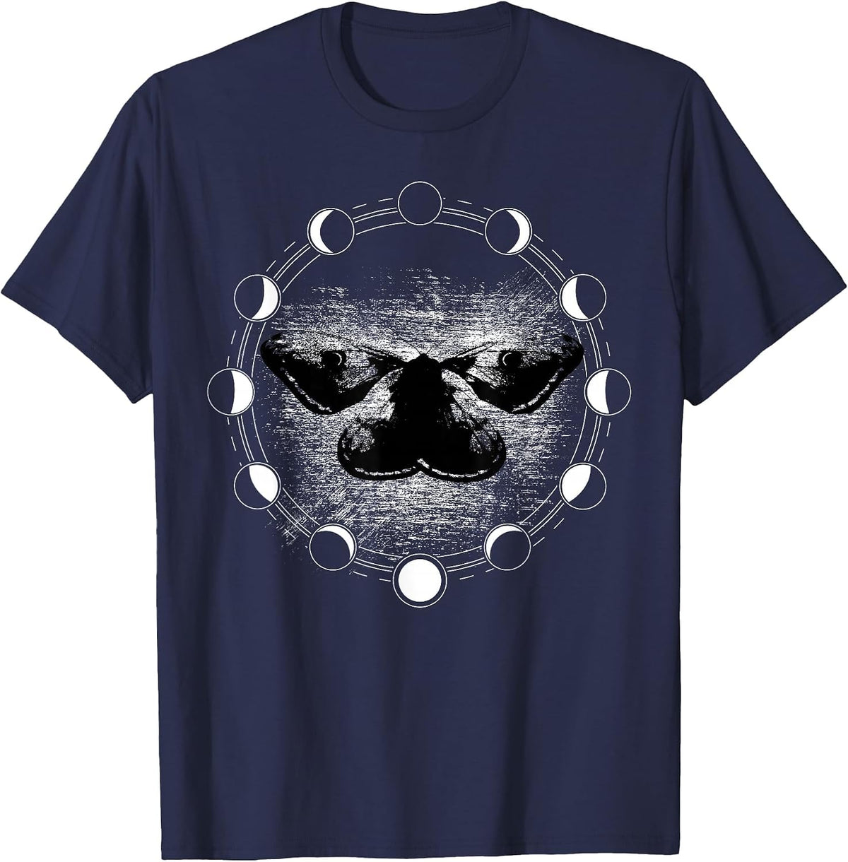 Moon Phases Blackcraft Mystic Occult Dark Design T-Shirt - Navy Blue