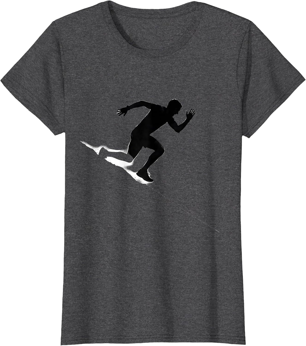 Women's Marathon Runner Cresting Hill Running Graphic T-Shirt - Dark Heather Grey