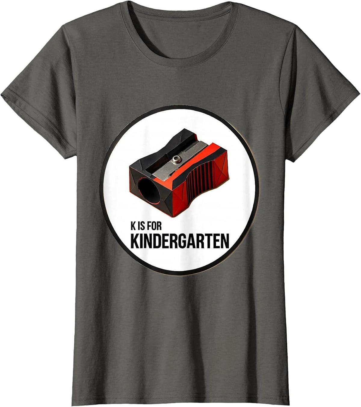 Women's K Is For Kindergarten Swiss International Teacher Back T-Shirt - Asphalt Grey