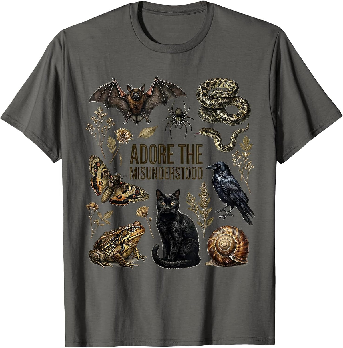 Adore The Misunderstood Botanical Nature Lover Gift T-Shirt - Asphalt Grey