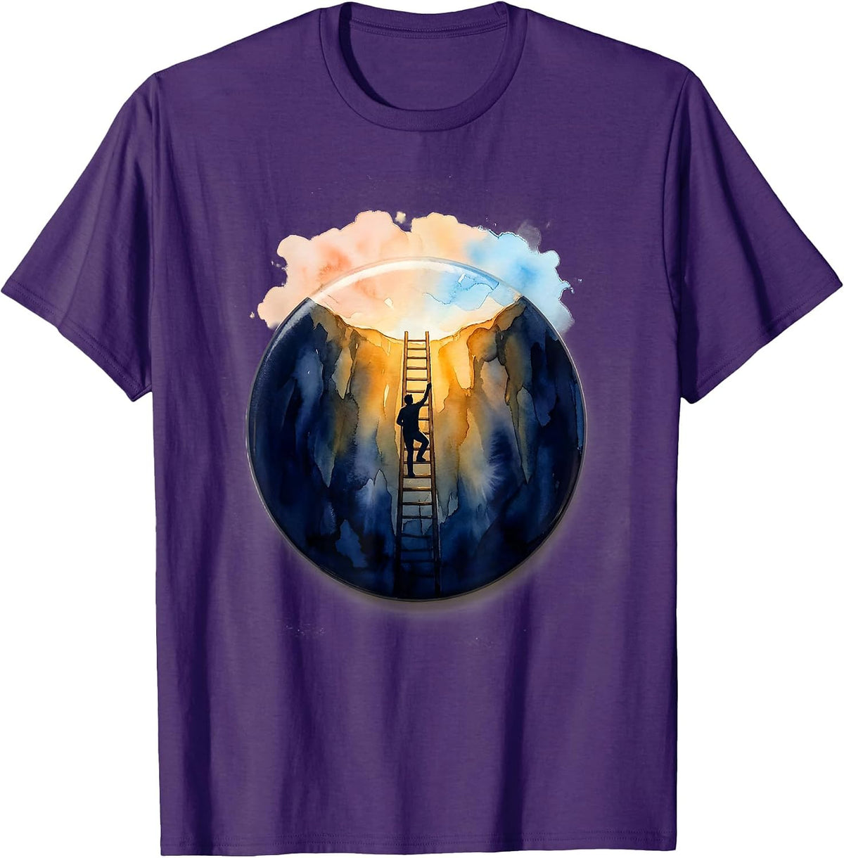Men's Climbing Out Mental Health Awareness Graphic T-Shirt - Purple