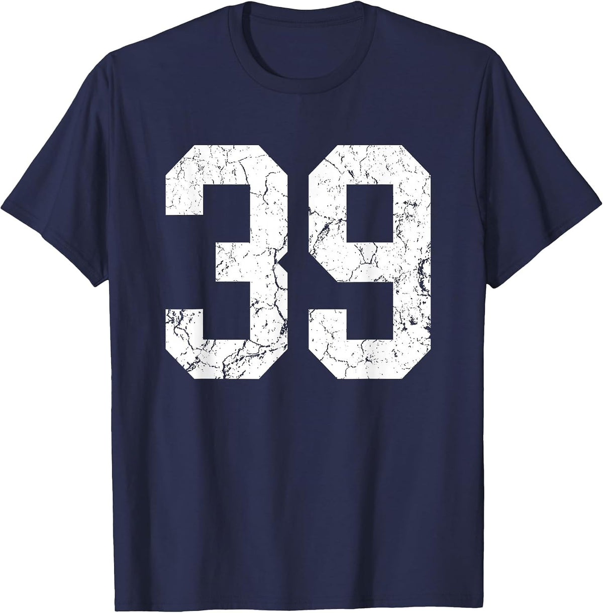 Grunge White Number 39 Jersey Uniform Player Fan T-Shirt - Navy Blue