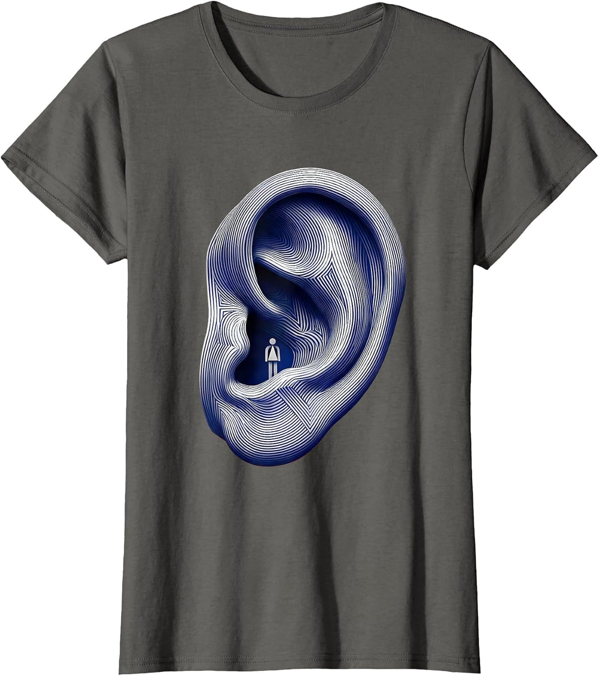 Women's Speech Therapy Giant Ear Illustration Design T-Shirt - Asphalt Grey