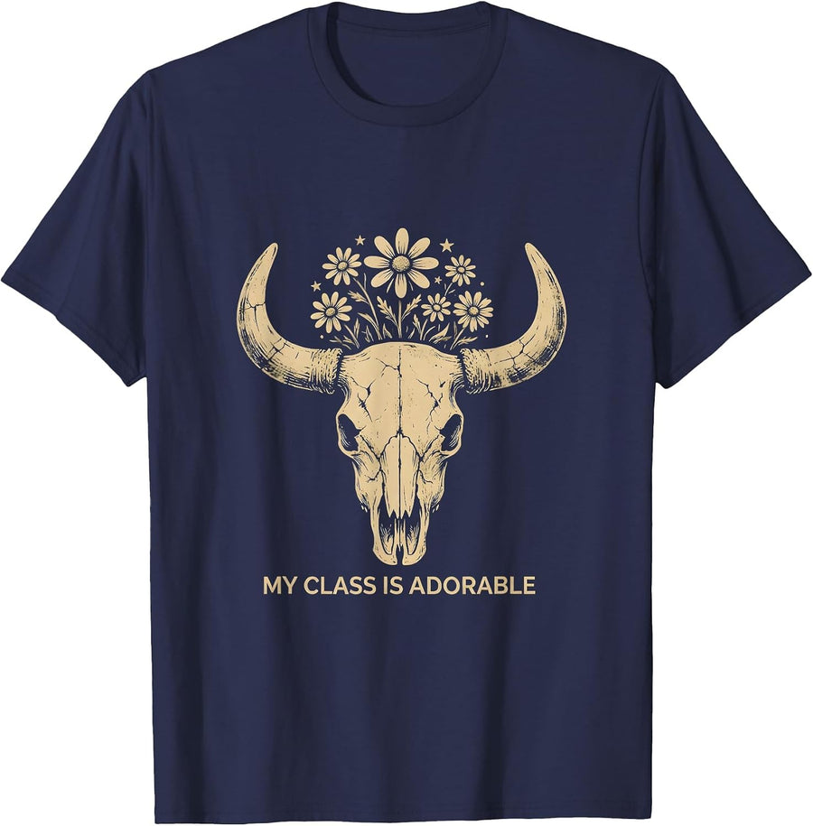 My Class Is Adorable Preschool Teacher Design T-Shirt - Navy Blue