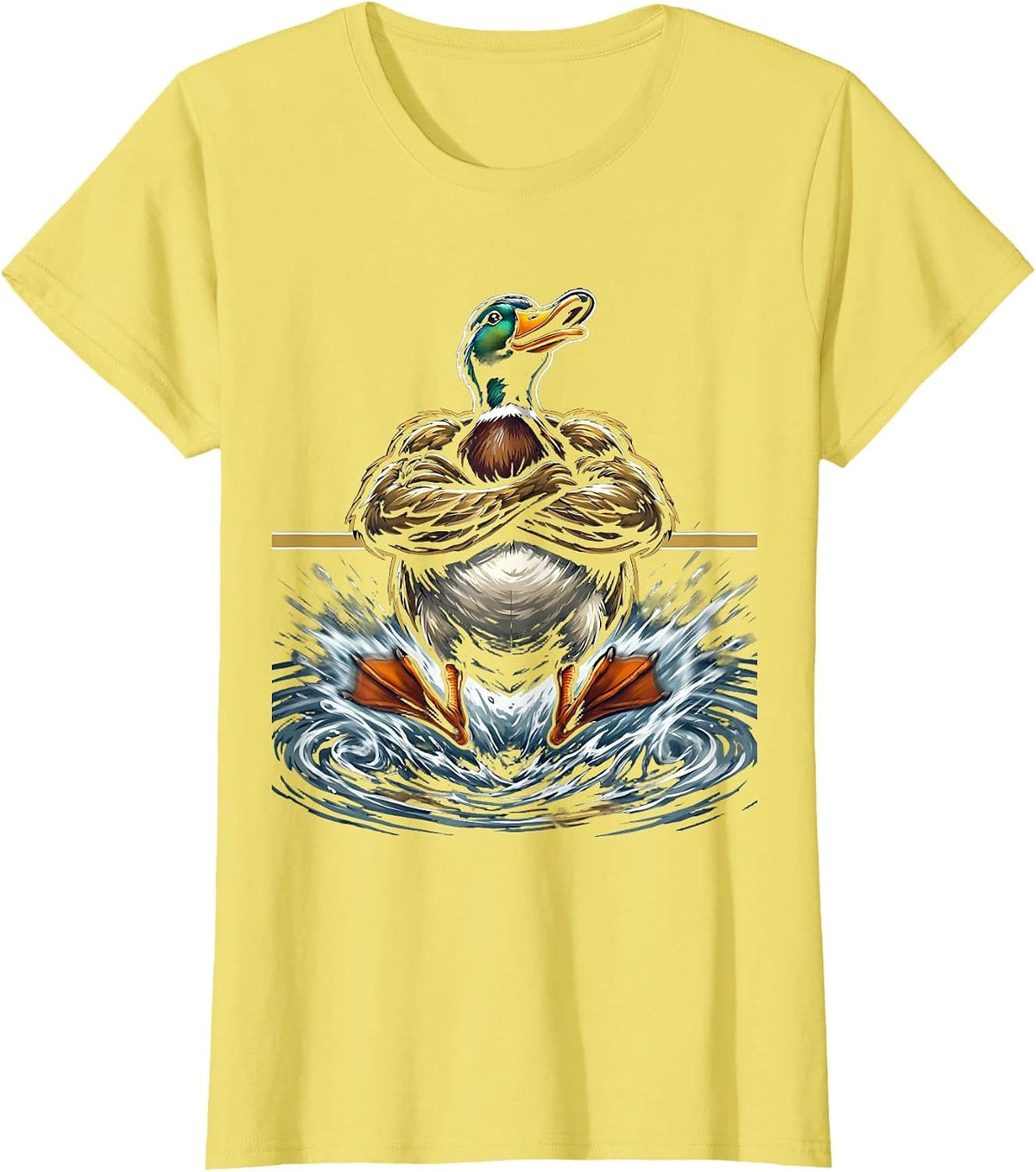 Women's Chaos Coordinator Duck Calm Paddling Graphic Tee T-Shirt - Lemon Yellow