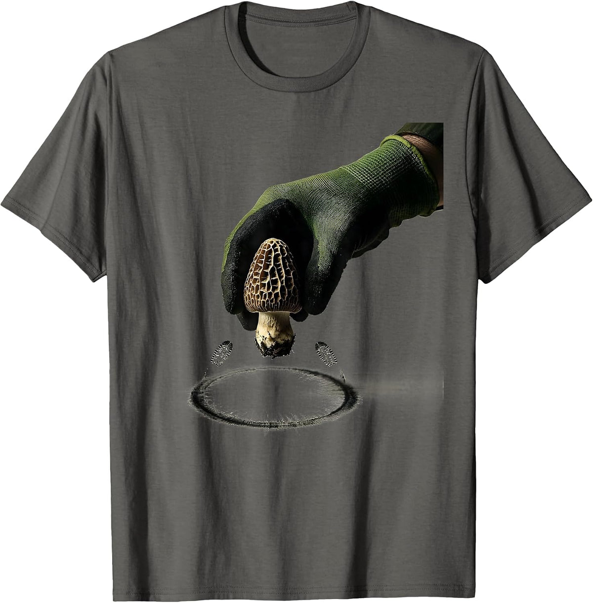 Morel Hunter Minimalist Mushroom Foraging Gift T-Shirt - Asphalt Grey