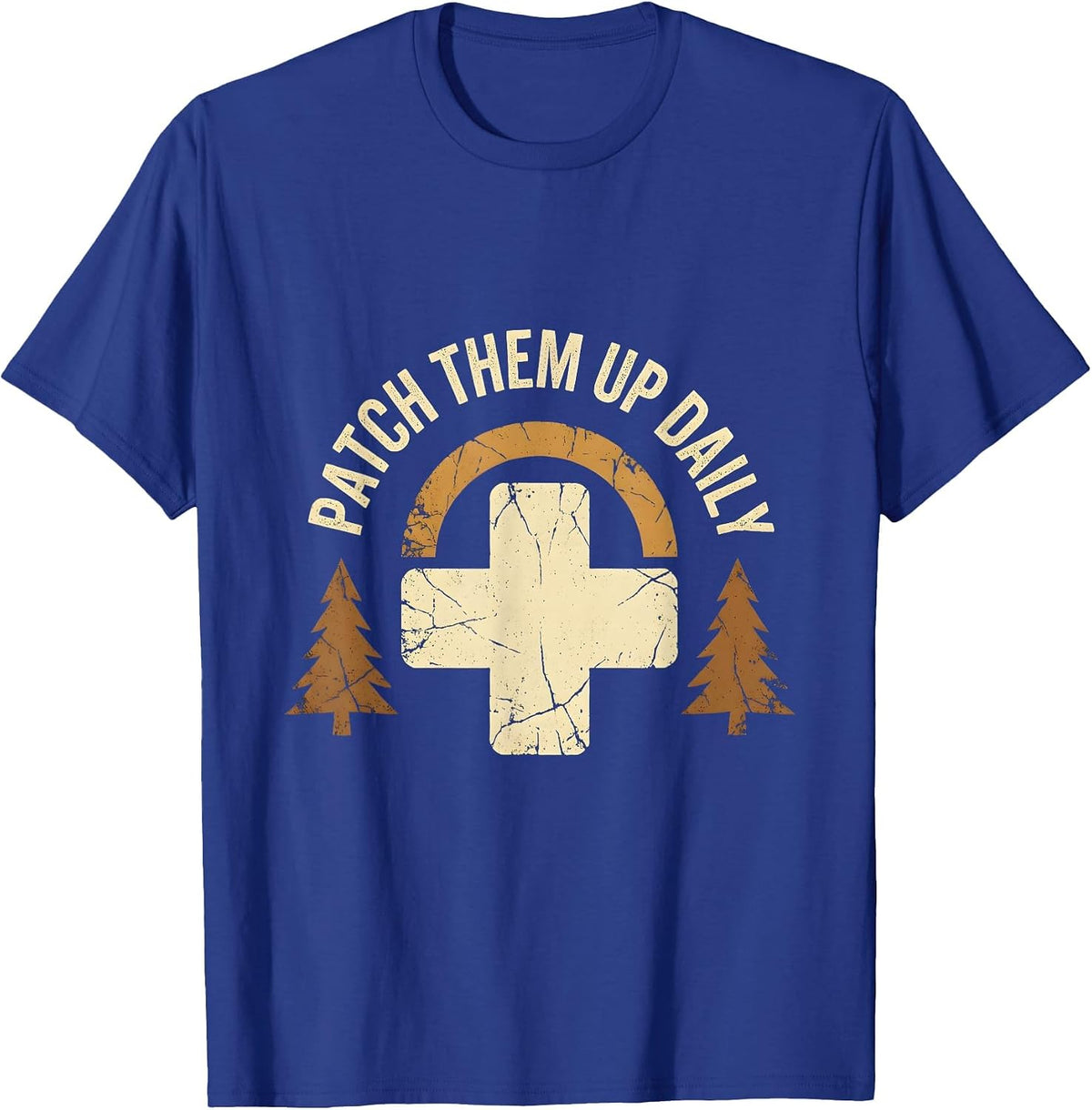 Patch Them Up Daily School Nurse Design T-Shirt - Royal Blue