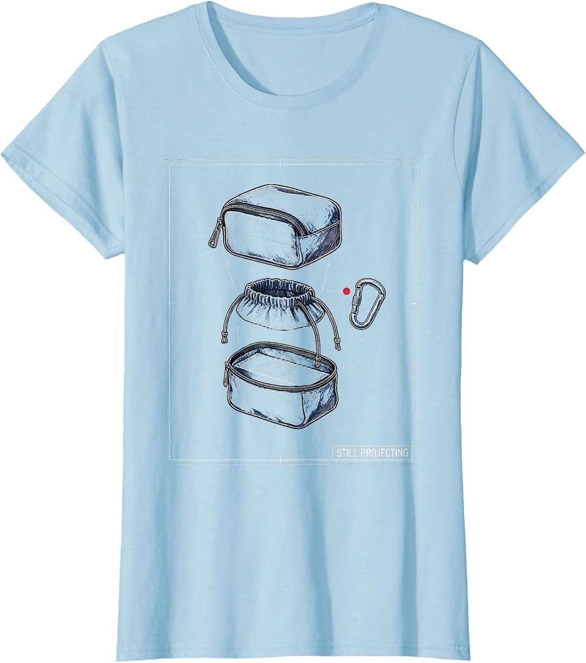 Still Projecting Blueprint Rock Climbing Bouldering Humor T-Shirt - Baby Blue